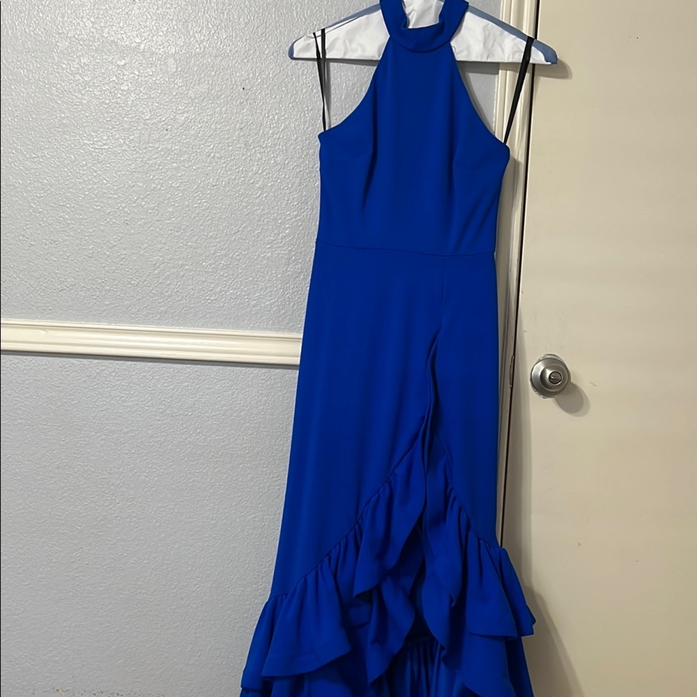 Elegant Blue Halter Dress